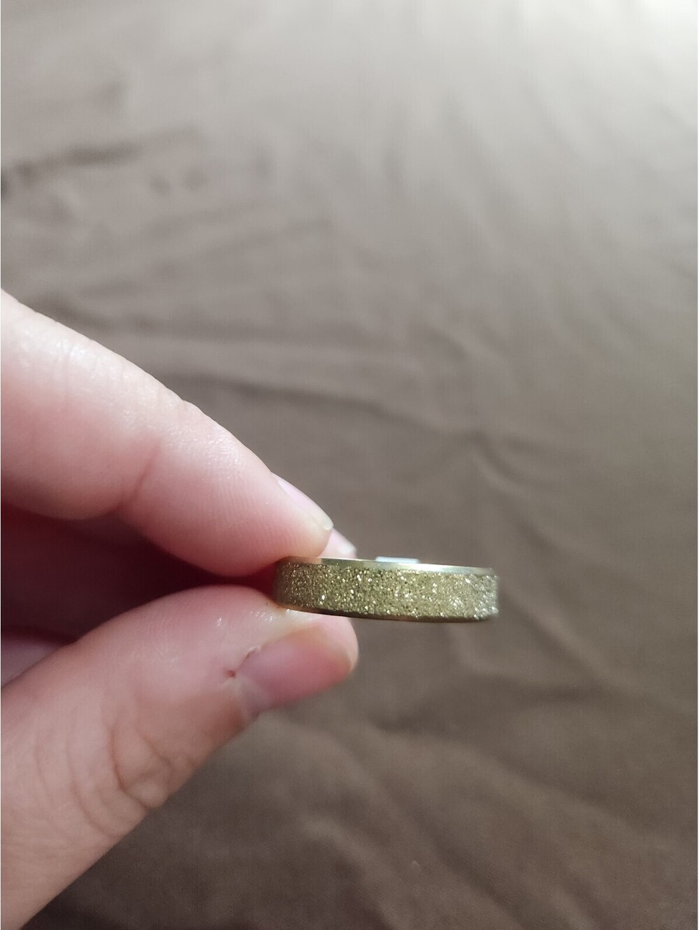Gold Tone Stainless Steel Ring Size 22 with Textured Finish
